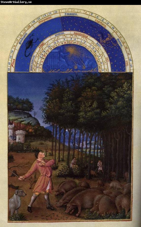 LIMBOURG brothers Les trs riches heures du Duc de Berry: Novembre (November) dg